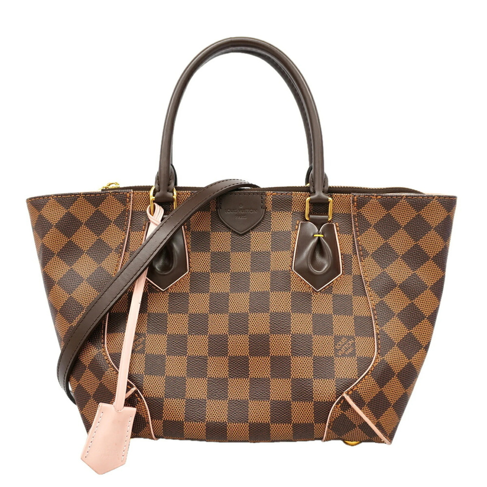 Louis Vuitton Damier Caissa Tote PM Handbag N41554 Ebene Rose Ballerine 2-way...